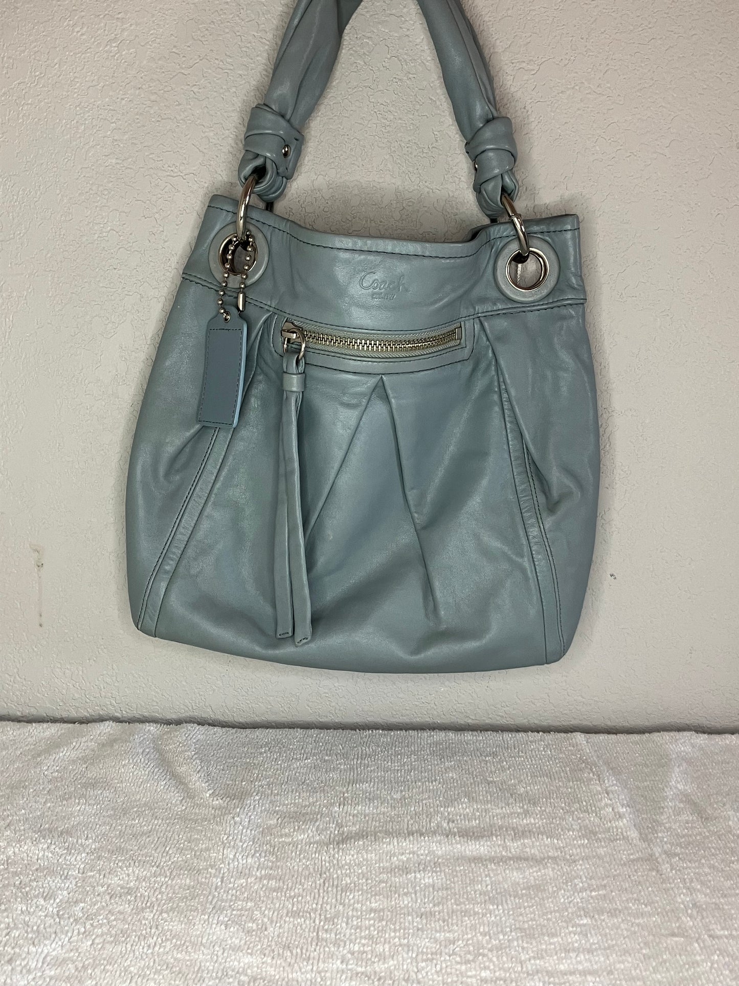 Coach Parker 13411 leather bag in a Turquoise Color