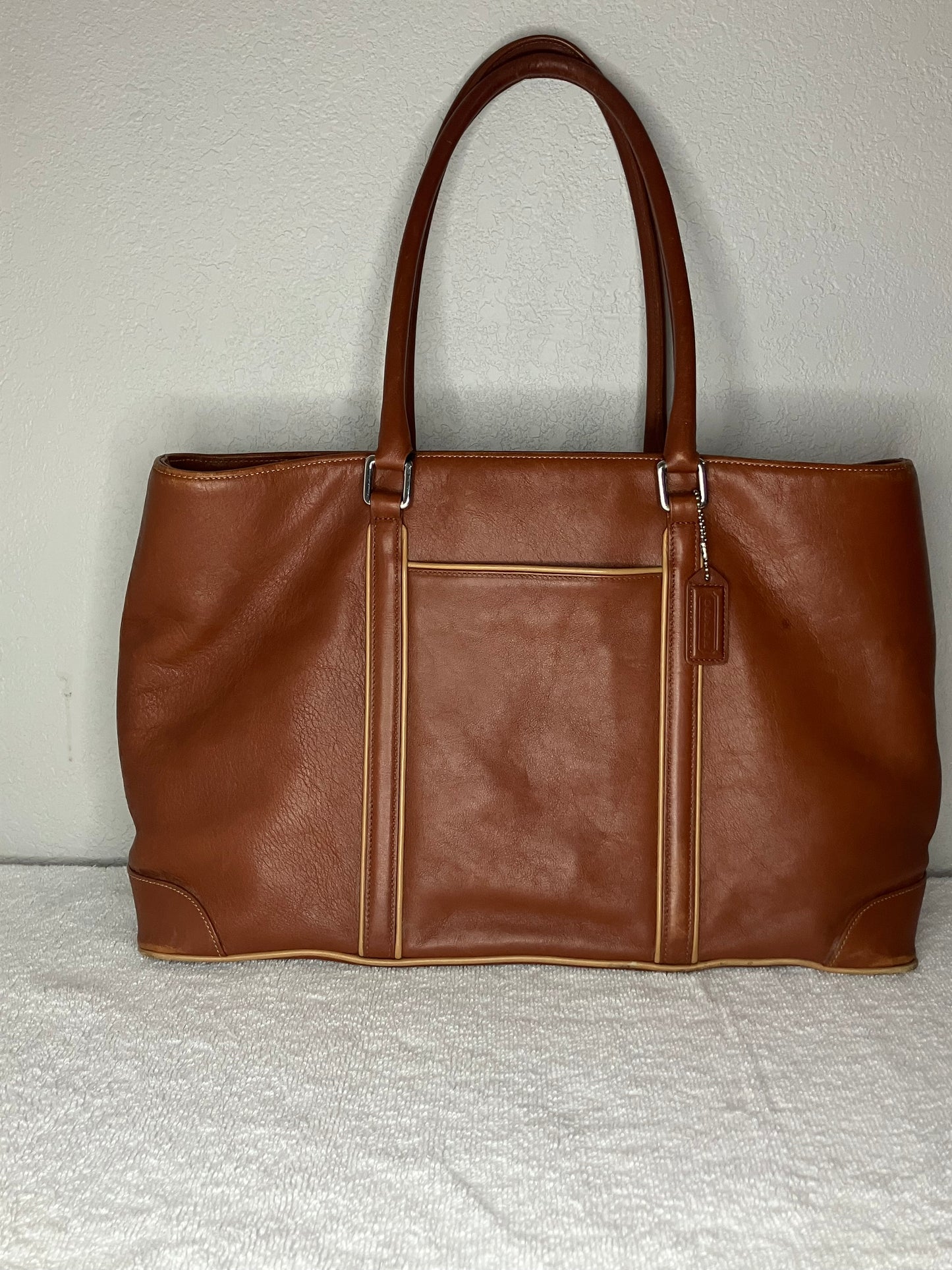 Vintage Coach Hamptons Rusty Brown Leather Business Tote Travel Satchel Bag