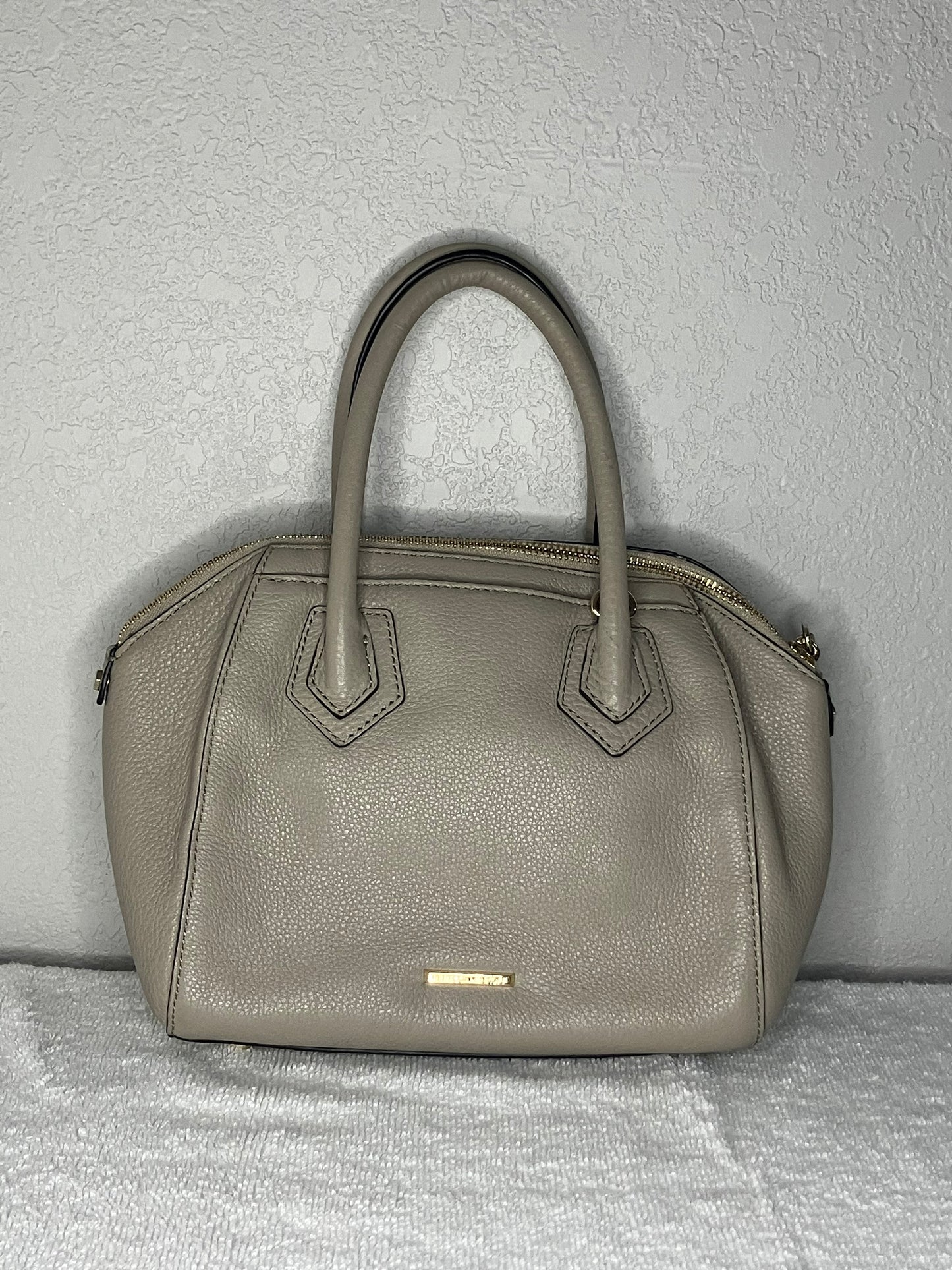 Rebecca Minkoff Perry Satchel in a Grey Taupe Leather