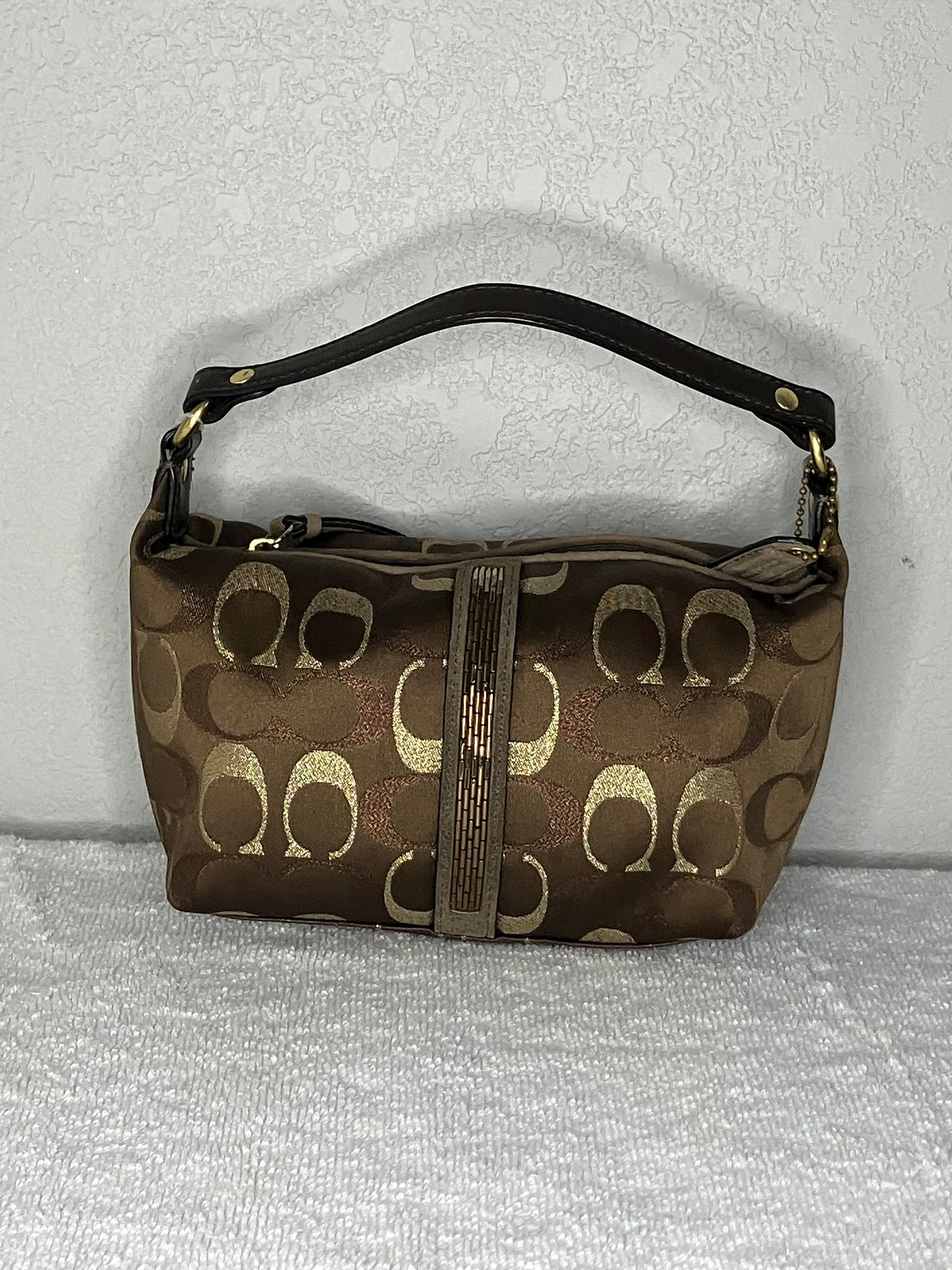 Coach Signature Beaded Top Handle Pouch