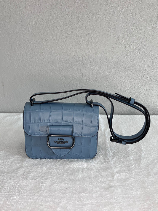Coach Morgan Square Crossbody Bag in Blue with a Croc-Embossed Leather Finish