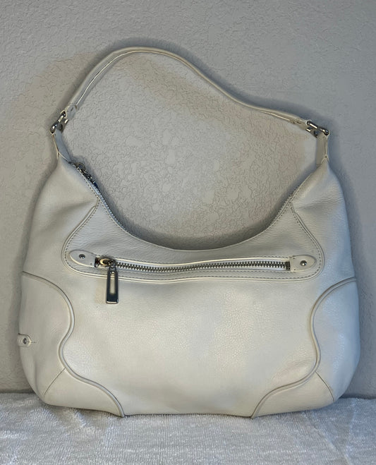 Cole Haan Ivory Leather Medium Hobo Shoulder Bag.