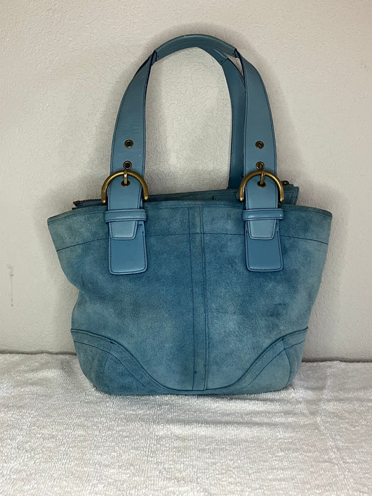 vintage Coach Soho Tote Bag in Blue Suede