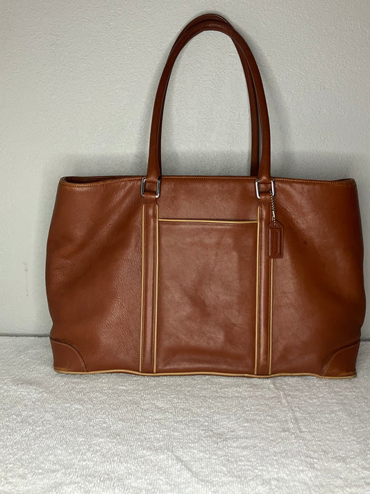 Vintage Coach Hamptons Rusty Brown Leather Business Tote Travel Satchel Bag
