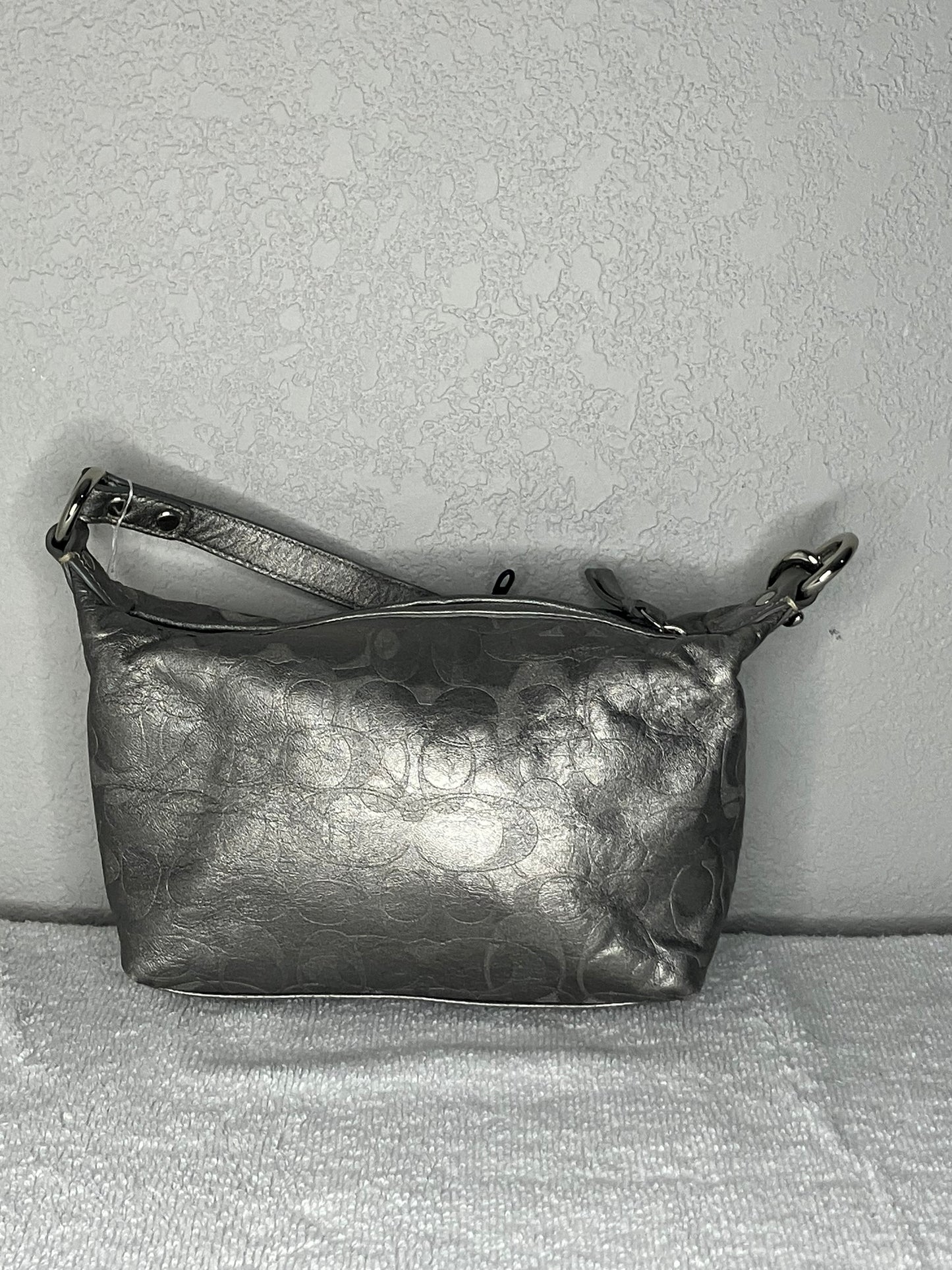 Coach Metallic Silver Monogram Mini