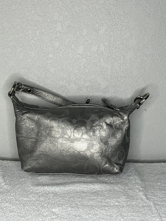 Coach Metallic Silver Monogram Mini