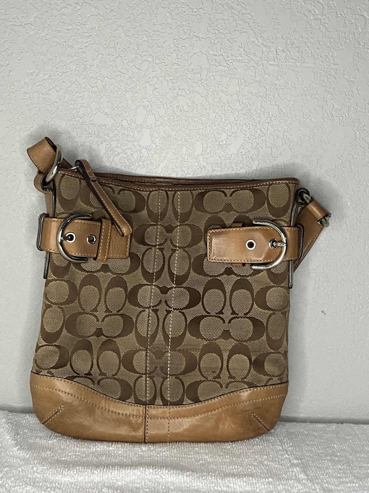Coach Signature Jacquard Shoulder Bag in Tan
